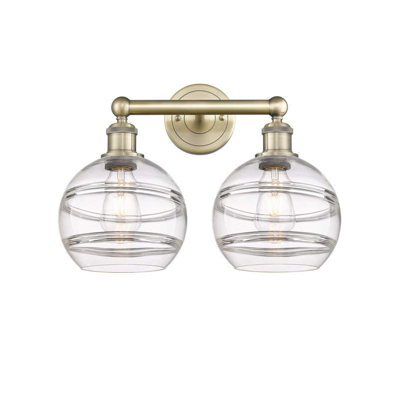 Bienes 2 - Light Dimmable Vanity Light, Clear, Antique Brass