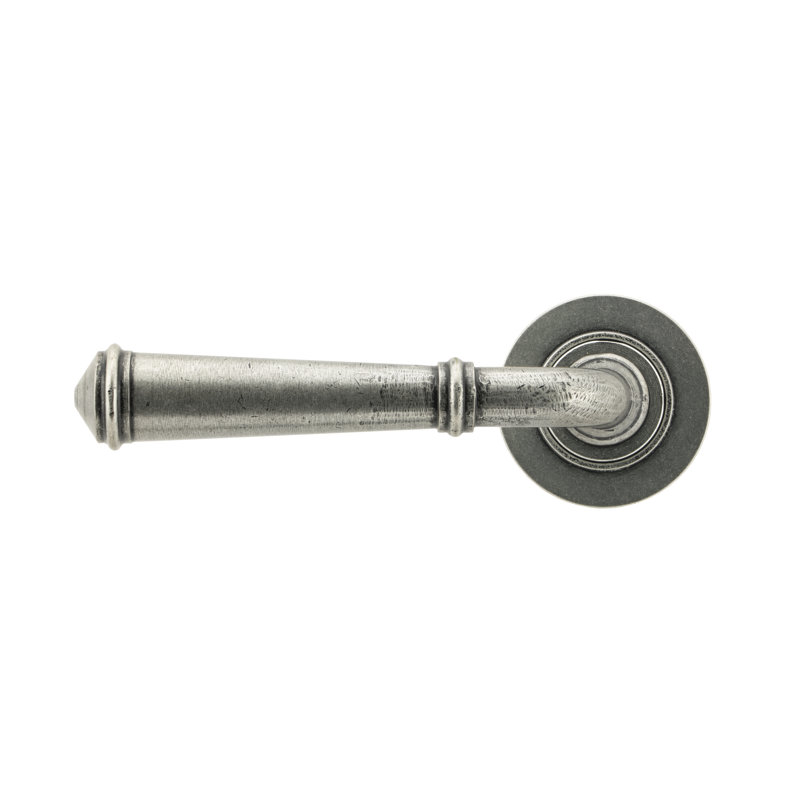 Regency Lever on Rose Set (Plain), Pewter Patina