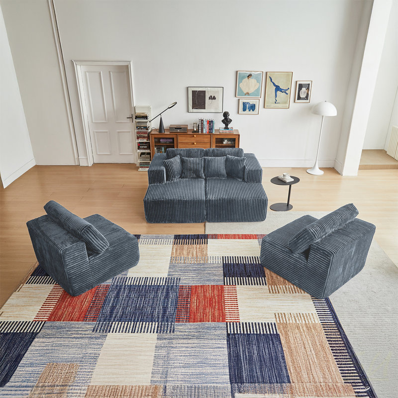 Ensemble de canapé modulaire en tissu Corduroy Cloud Couch
