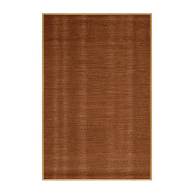 Machine Washable Solid Brown Area Rug