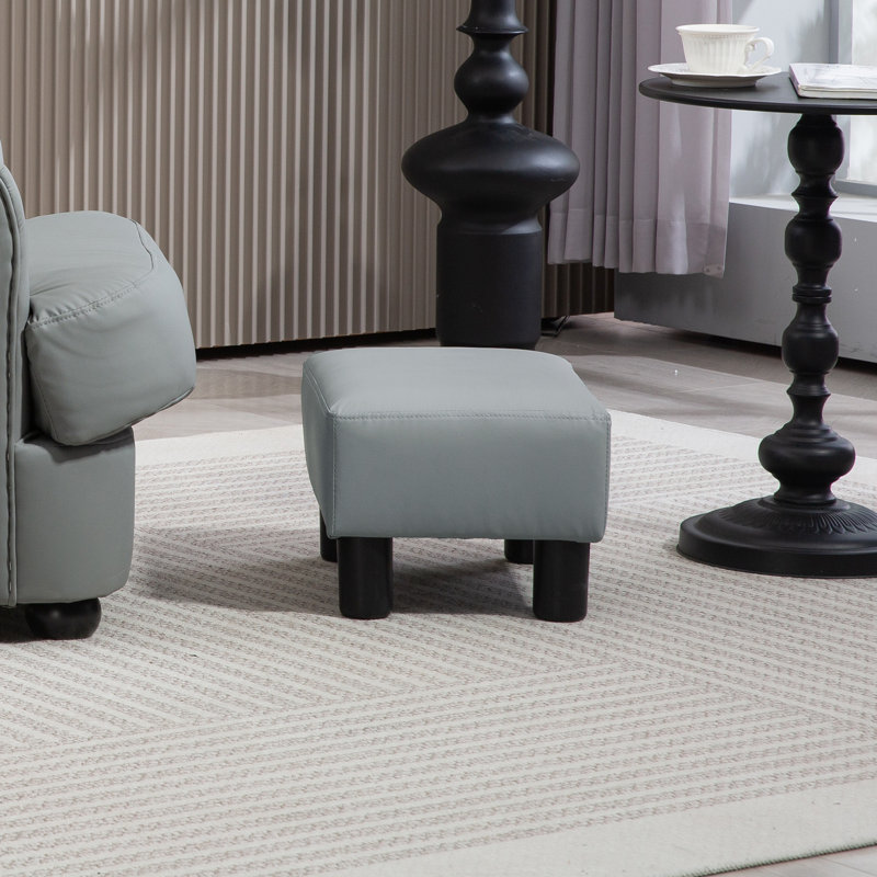 Bernece 40cm Wide Faux Leather Solid Colour Footstool Ottoman