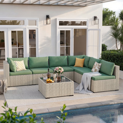 7-Piece Patio Conversation Set with Coffee Table and Cushions