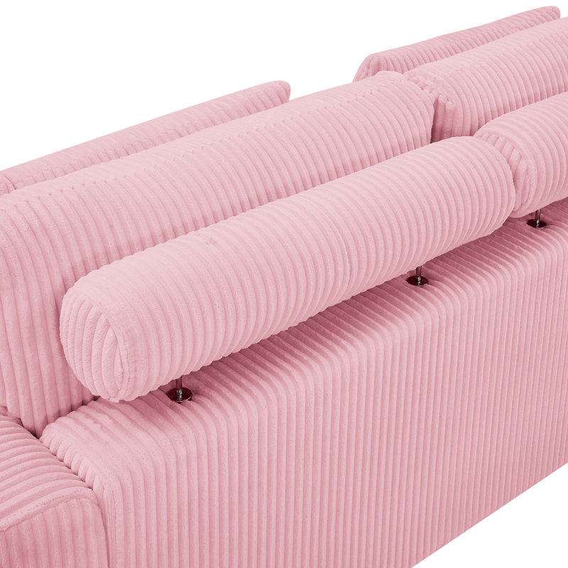 Asyiah 114.5" Wide Microfiber Sofa & Chaise, Left Hand Facing, Pink Corduroy