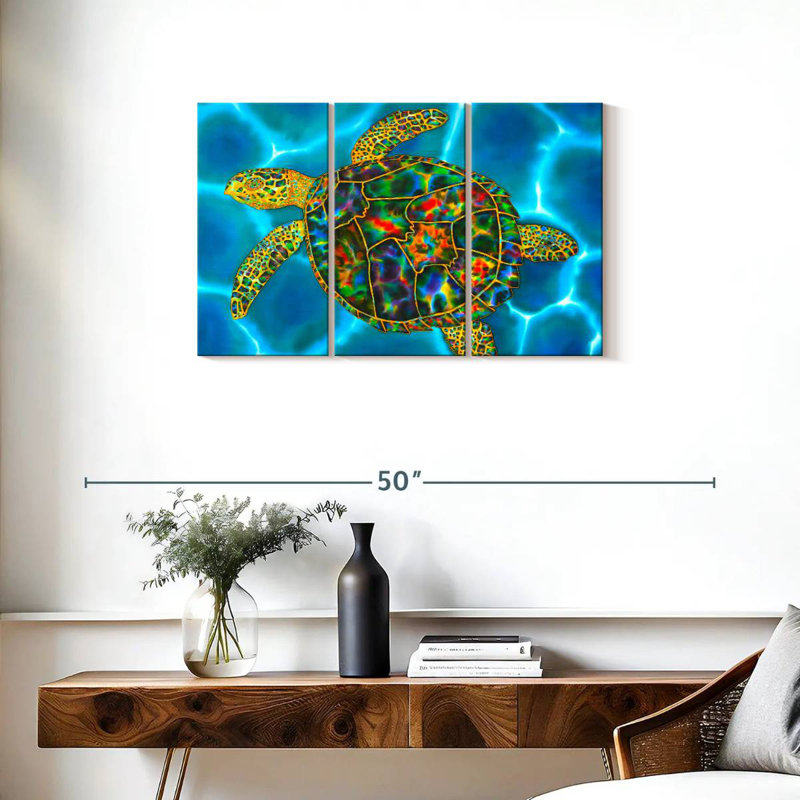 Tortue de mer Brampt opale arc-en-ciel, H 20 po x l 33 po