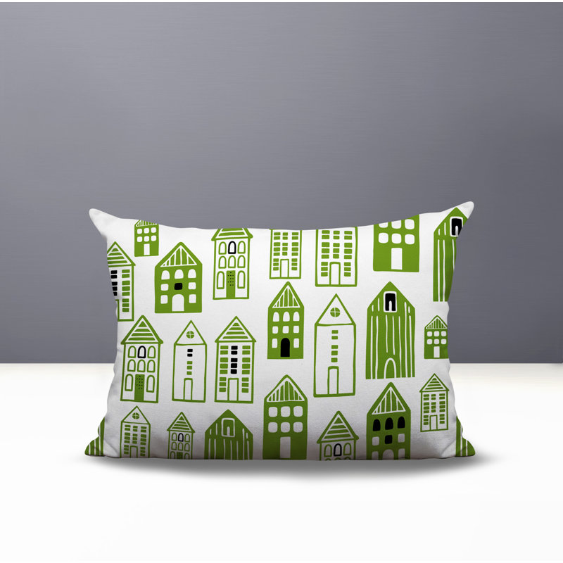 Oreiller rectangulaire réversible intérieur / extérieur Kirk Skandi Street, Chartreuse, Rectangle H 14 po x l 20 po