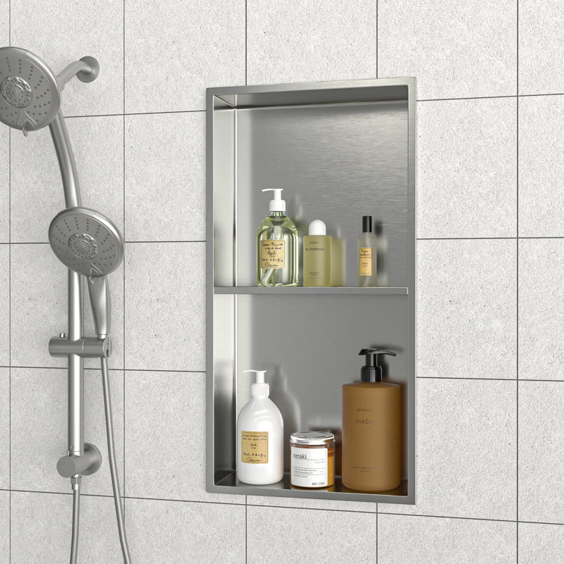 Stainless Steel Shower Niche Double Shelf