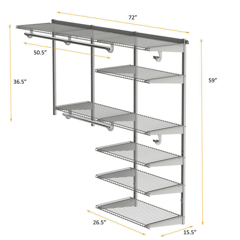 Ensemble de démarrage pour système de placard l 72 po Marelle, Gris