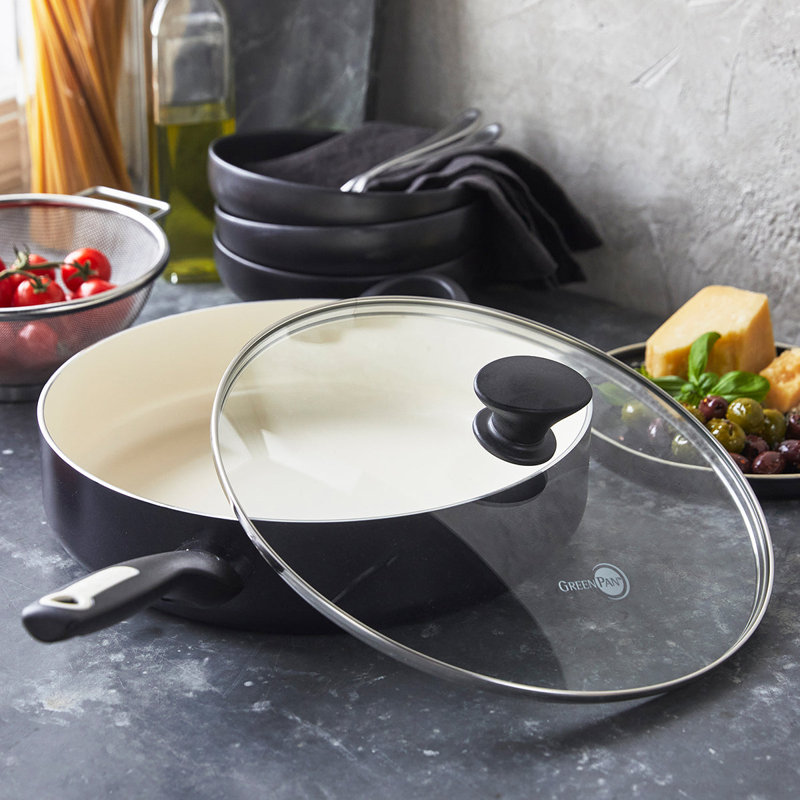GreenPan Rio Healthy Ceramic Nonstick 5Qt Saute Pan with Lid, Turquoise