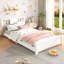 Base de lit plateforme simple avec tête de lit, base de lit plateforme en bois massif, lit de plancher avec lattes de support, blanc