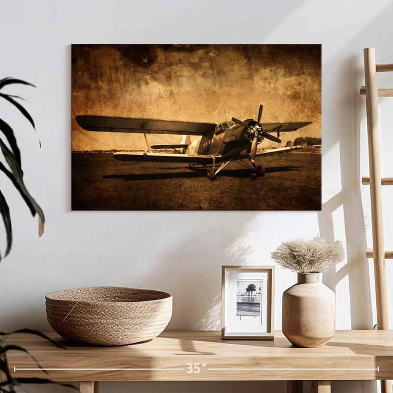 Mehar Grunge Retro Aircraft, 16" H x 24" W