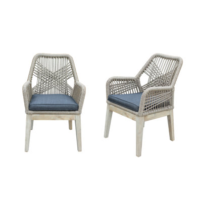 Santino Wood, Aluminum, and Rope Dining Chair with Cushion by OUTSY