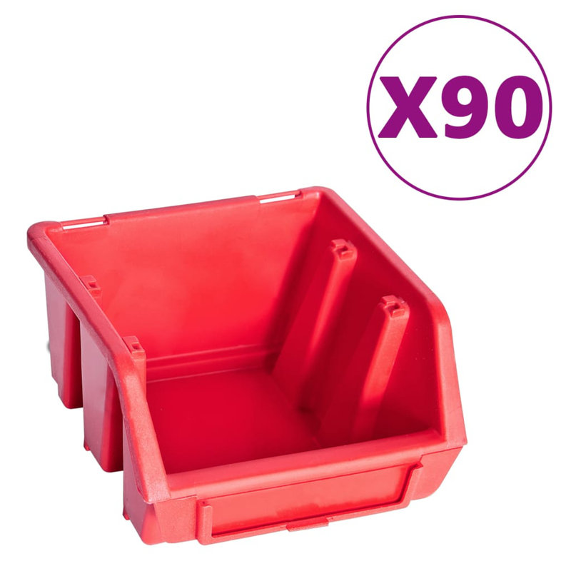 96 Piece Storage Bin Kit Set, Red