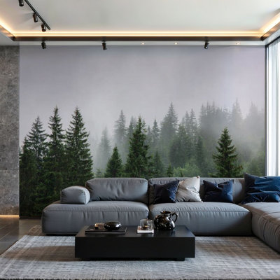 Papier peint adhésif pelez et collez Misty forest, art mural auto-adhésif et amovible