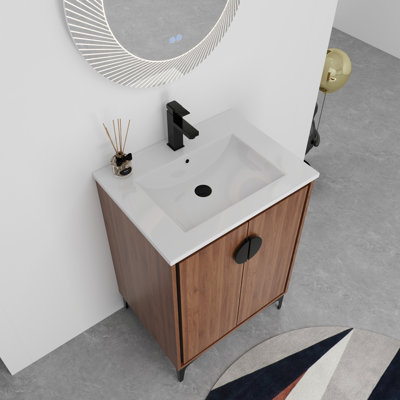 24'' Bathroom Vanity With Top Sink And Soft Closing Doors - Single Sink Bathroom Storage Cabinet