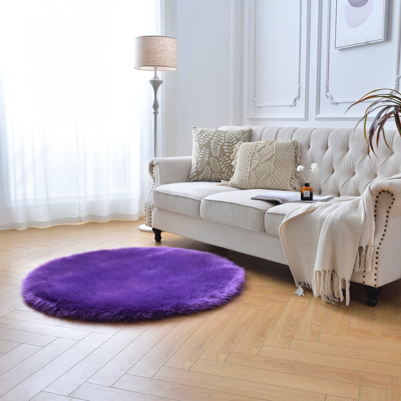 Leede Faux Sheepskin Indoor Rug, Round 4'