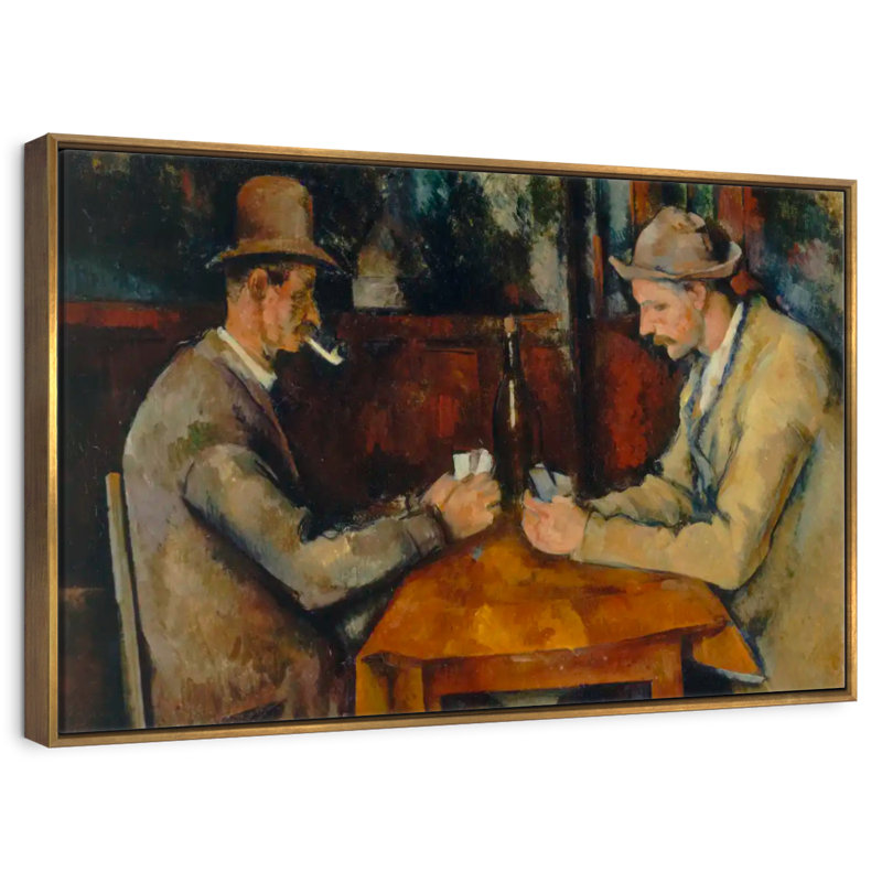 Les joueurs de cartes 1890, Cadre flottant doré, 13 po x 9 po