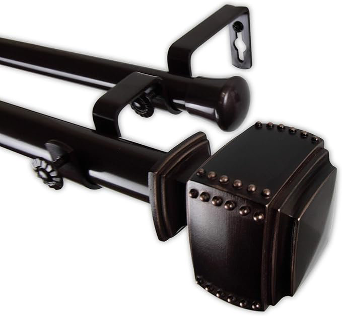 Brock 1" Curtain Rod, Bronze, 28" - 48"