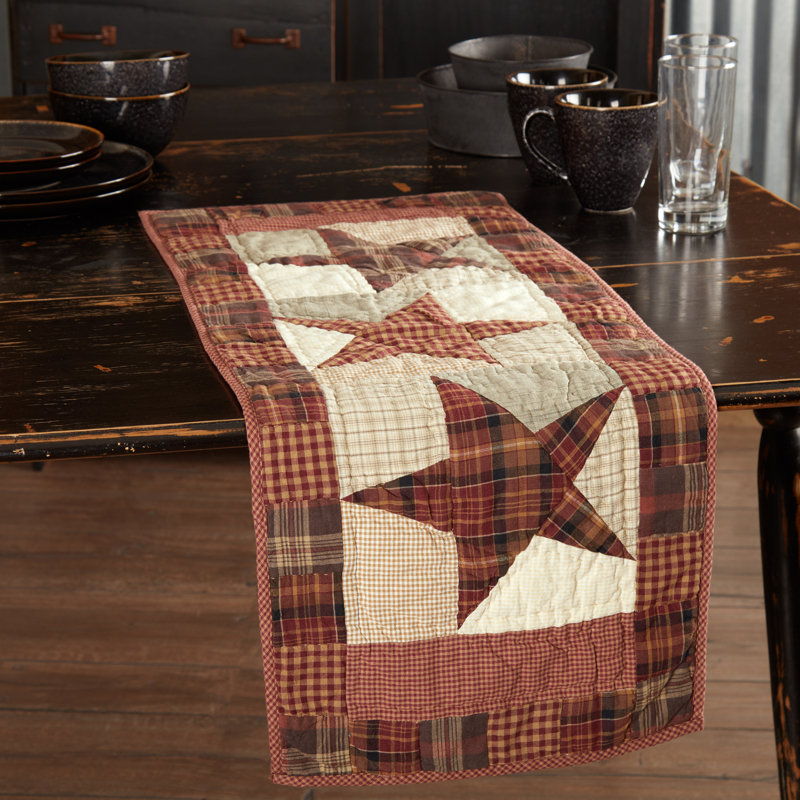 Abilene Star Plaid 100% Cotton Independence Day Table Runner, 36'' L x 13'' W