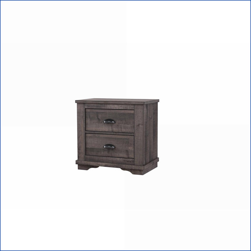 Rangement pour chambre à coucher 2 tiroirs Rustic Gray, Gris