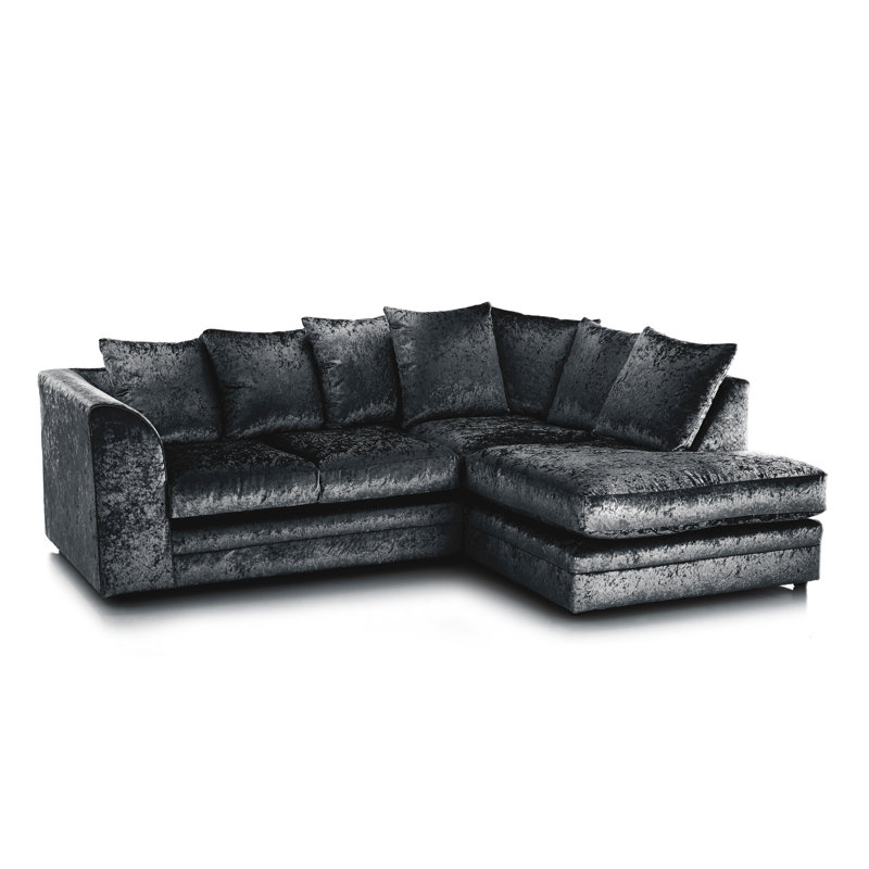 Romelia 2 - Piece Velvet Living Room Set, Black, Right Hand
