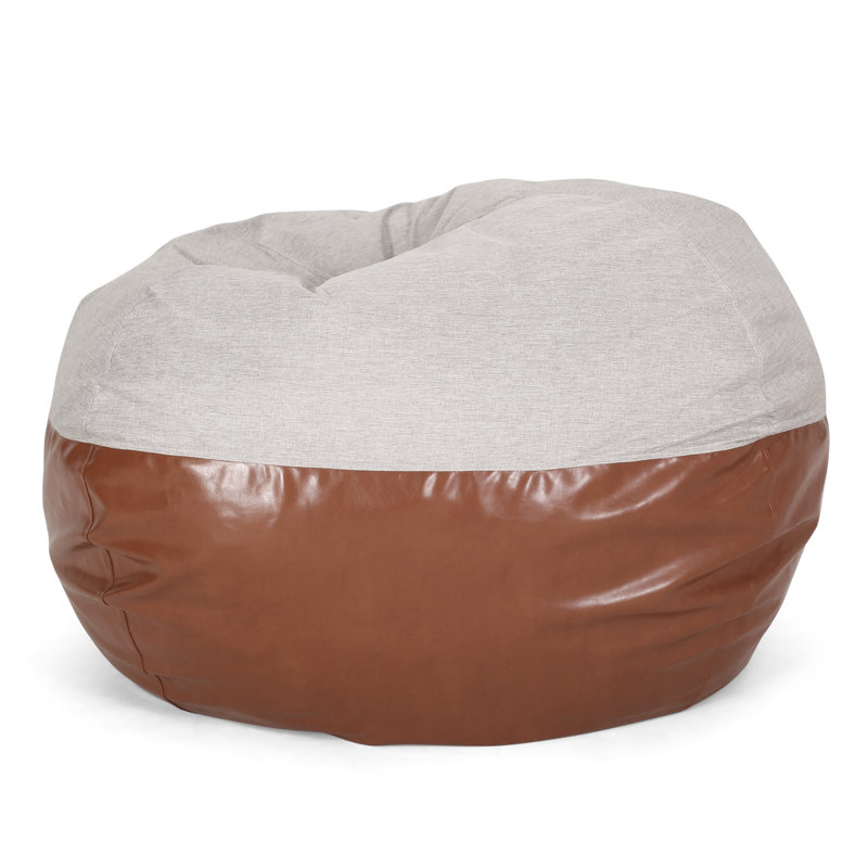 Fauteuil à billes gris et brun en similicuir - Siège élégant et relaxant rembourré en mousse confortable de 5 pieds