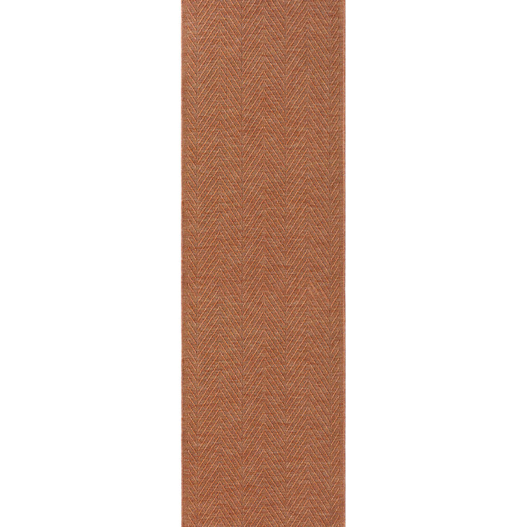 TOWN & COUNTRY BASICS Pax Herringbone Textured Solid Machine Washable Area Rug Rust