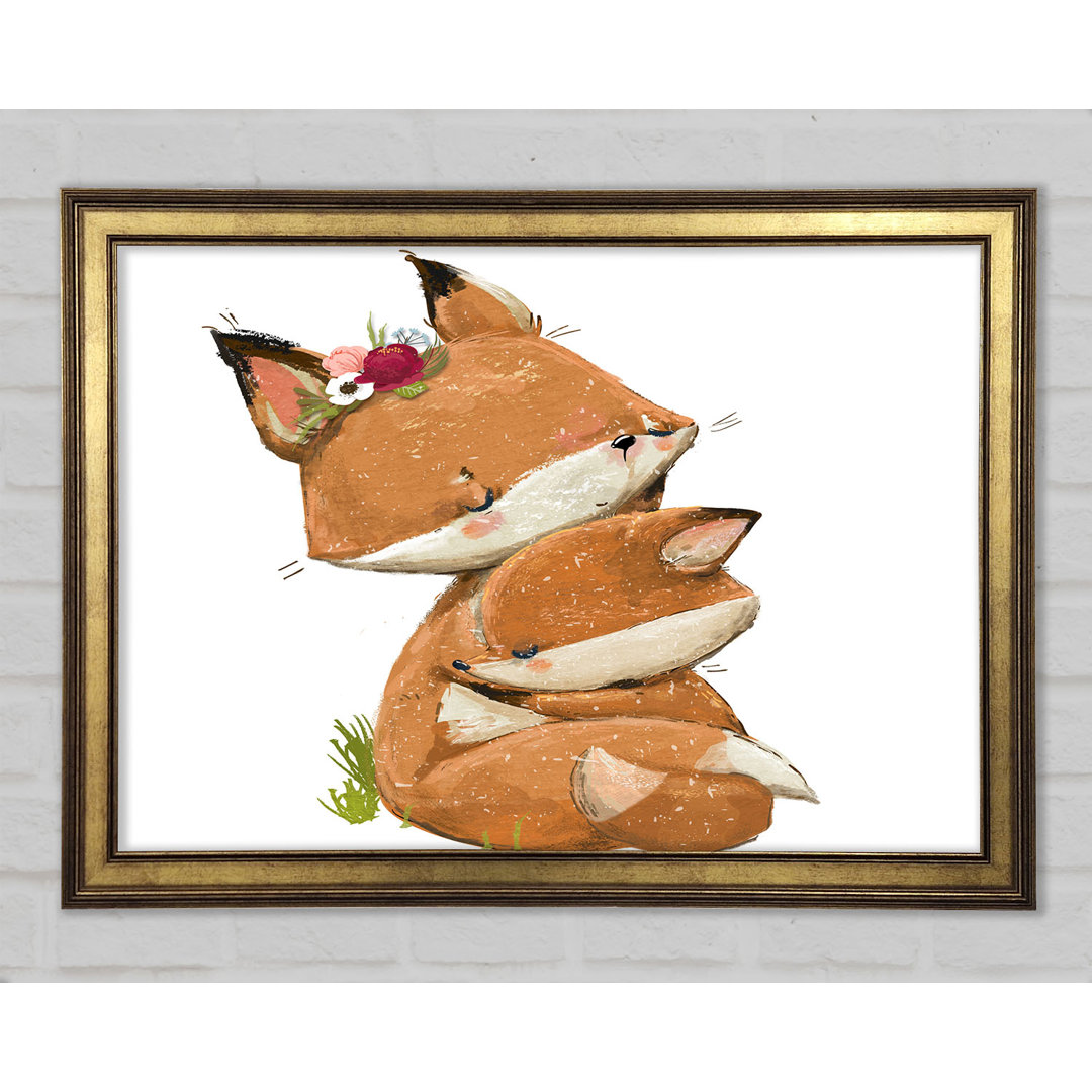 Fox Family Cuddle - Einzelner Bilderrahmen Kunstdrucke