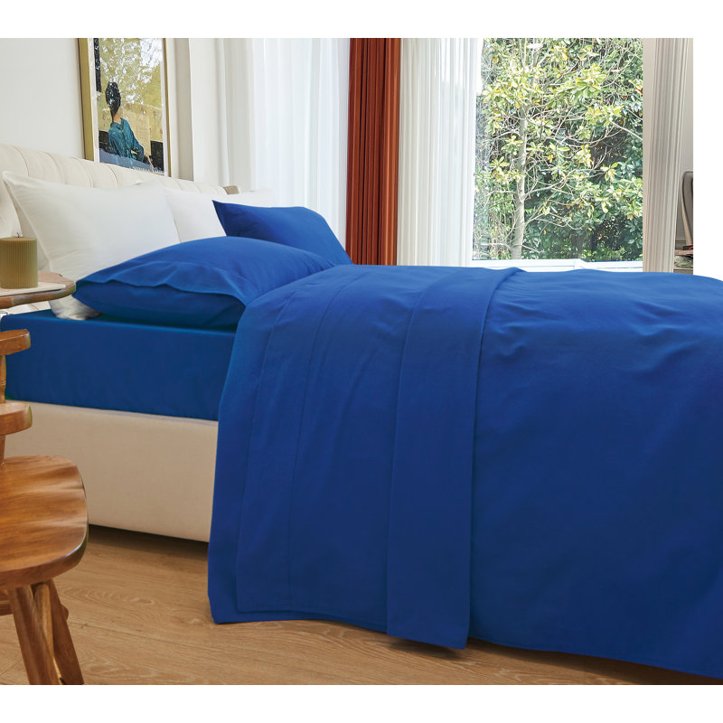 Elegant Comfort Luxuriously Soft 4-Piece Velvet Plush Flannel Sheet Set - Premium Quality -Cozy Warm, Anti-Static, Non Pilling Fuzzy Velvet Flannel Fleece Deep Pocket Sheet Set