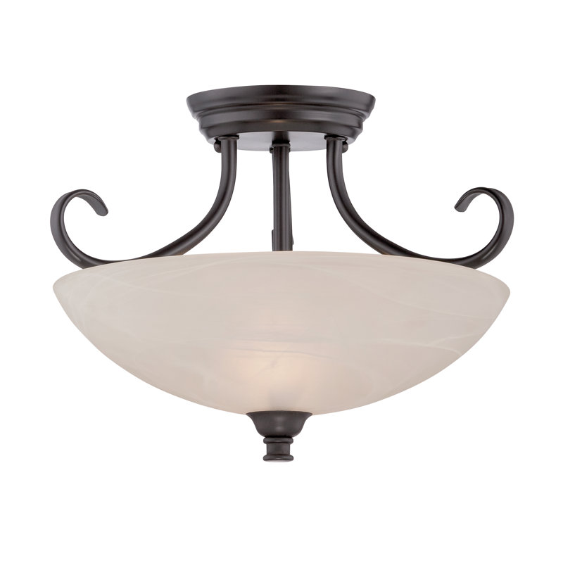 Plafonnier semi-encastré 2 lumières 13,25 po Lannie, Bronze huilé