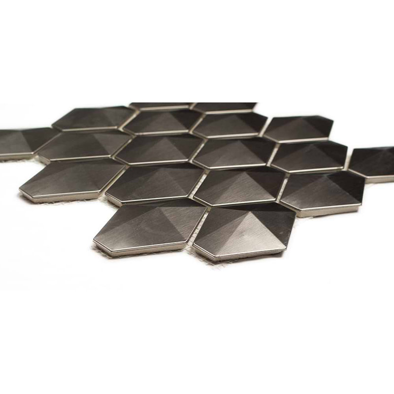Terrapin 2x3 Geometric Polished Metal Mosaic Tile