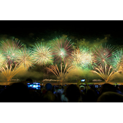Fireworks At Copacabana by Dislentev - Wrapped Canvas Print