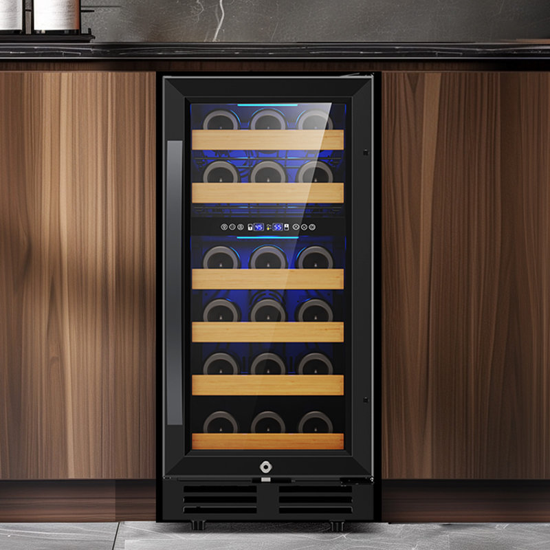 15" Dual Zone Wine Cooler – 30-Bottle Premium Refrigerator with Reversible Door & Handles, Built-In or Freestanding