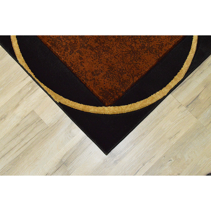 Tapis brun à motif abstrait Galvez, Tapis de couloir 2 pi 2 po x 7 pi 4 po