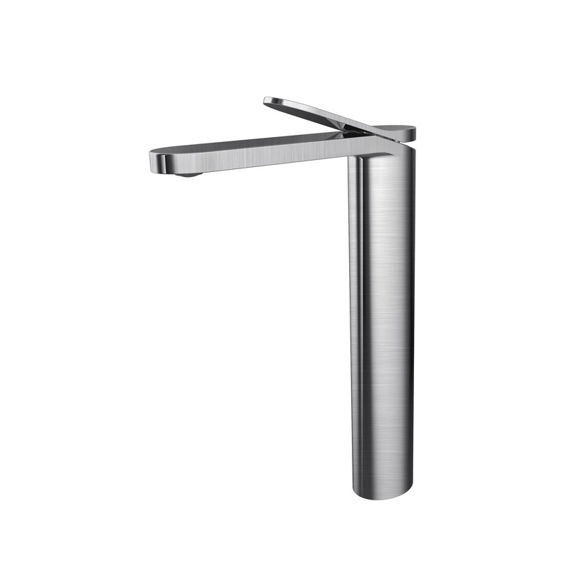 Robinet de lavabo vasque à poignée simple 11,7 "H, Nickel brossé, Système de drainage non compris