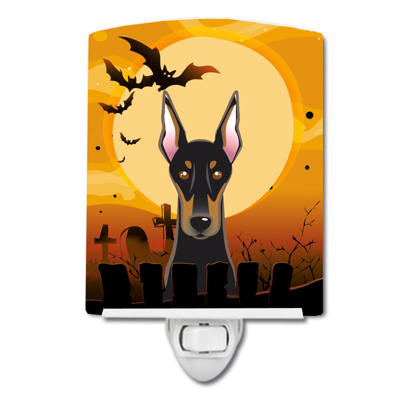 Éclairage de nuit en céramique halloween basset hound, Doberman