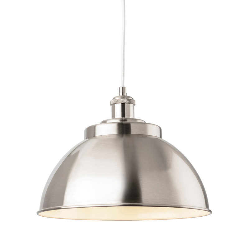 1 - Light Dome Pendant, Brushed Steel