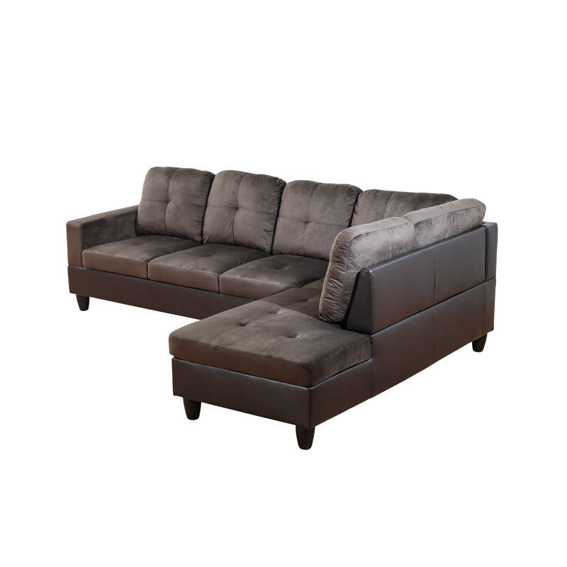 Larelle 103.5" Wide  Sofa & Chaise, Right Hand Facing, Dark Taupe Microfiber/Microsuede