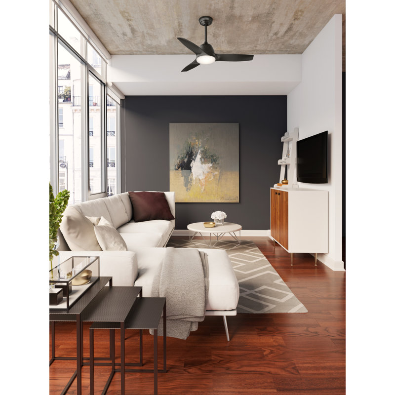44" Wisp 3-Blade LED Standard Ceiling Fan with Remote Control and Light Kit Included, Bronze