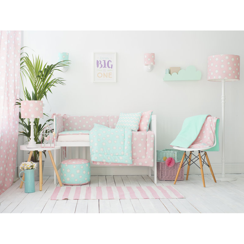 Adrastus Cotton No Pattern Duvet Cover Set with Pillowcases, Pink/Mint