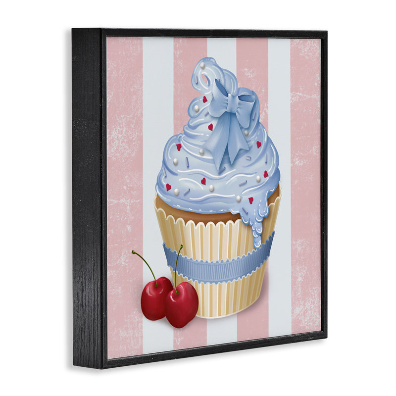 Giclée encadrée de petits gâteaux et cerises pastel, design par Lori Mosley, H 12 po x l 12 po, Giclée encadrée noir minuit