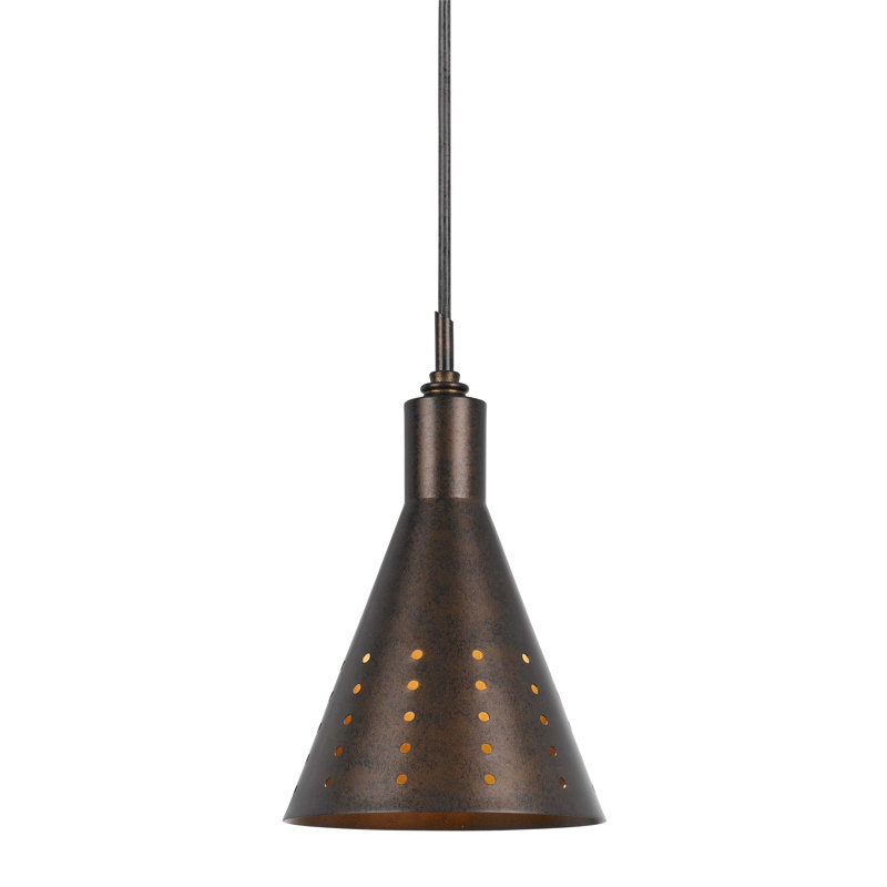Luminaire suspendu conique à 1 lumière Cearfoss, Finition rouille