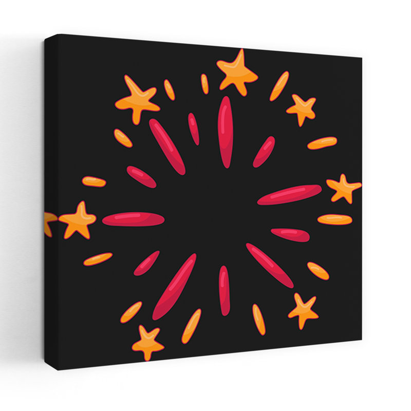 Vibrant Star Burst Abstract Colorful Energetic Landscape Nature Wall Art Print by Marika Barsrsind - Wrapped Canvas Print