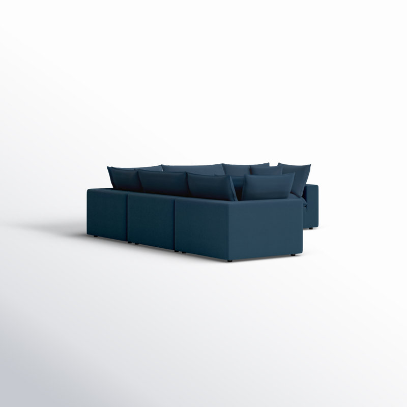 Ellaria 5 - Piece Modular Upholstered L-Sectional, Navy Velvet