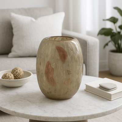 Modern Transitional Glass Vase with Sleek Handcrafted Design and Artistic Contemporary Detailing