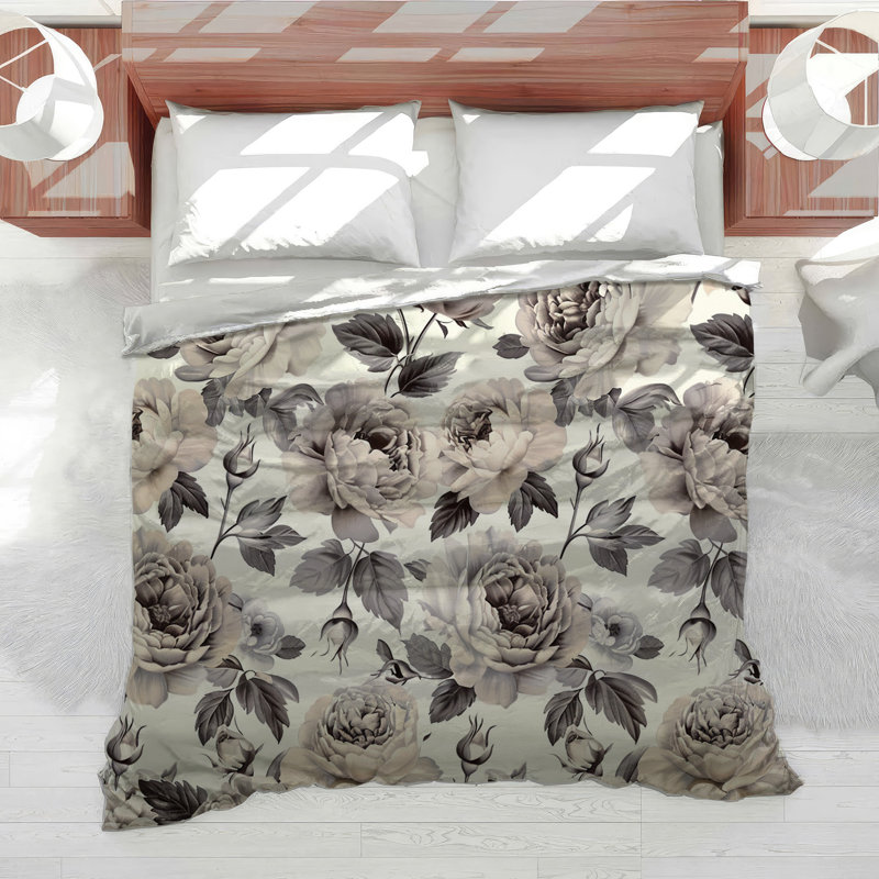 Blend Peonies Cotton Blend Comforter, King Comforter