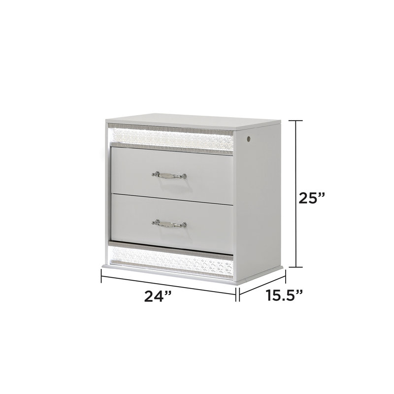 Table de chevet 2 tiroirs Glam