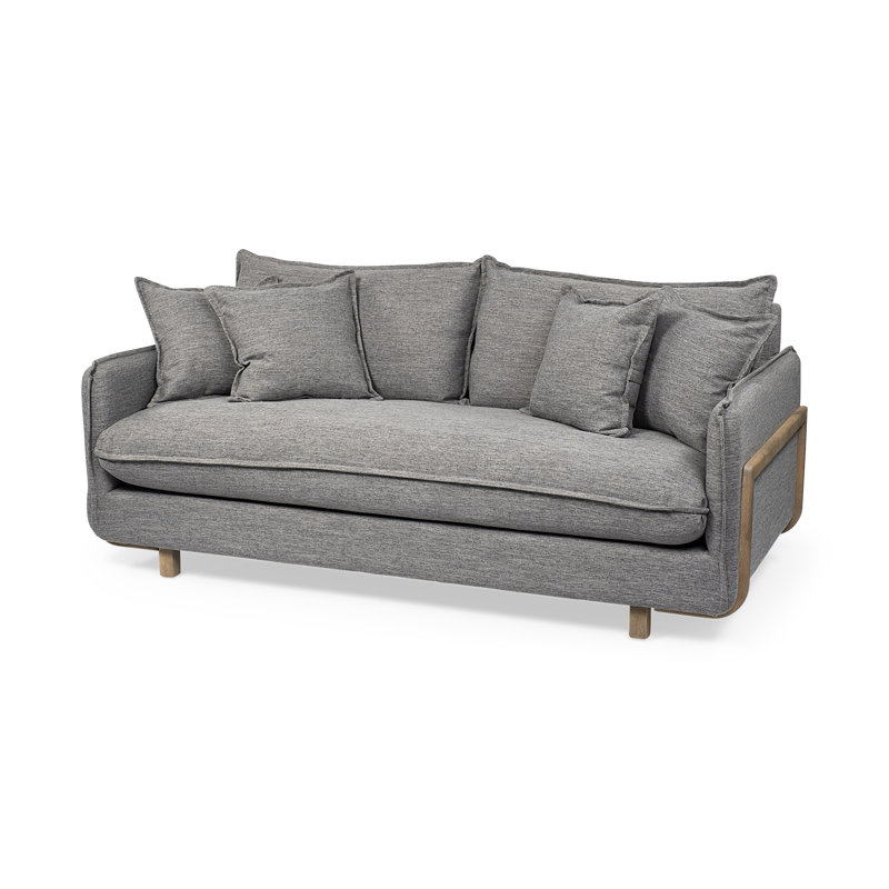 Canapé 84 po en tissu gris avec pieds bruns