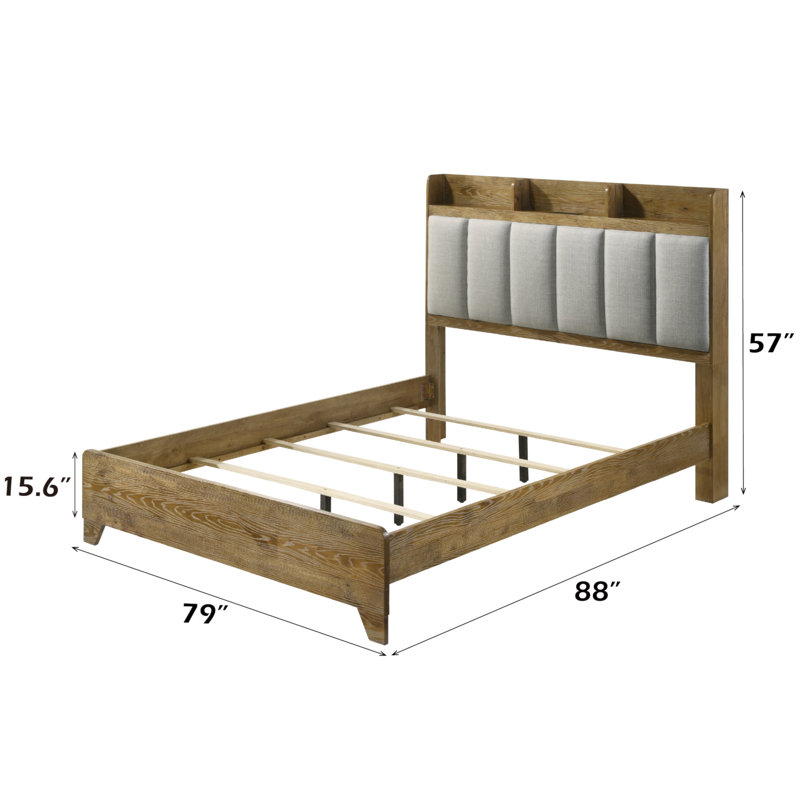 Très grand lit Aspen brun clair Garcia avec USB, King
