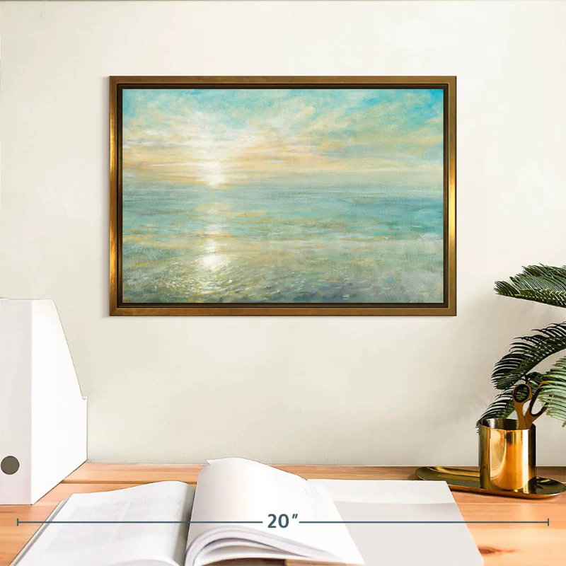 Lever de soleil, Cadre flottant doré, 13 po x 9 po