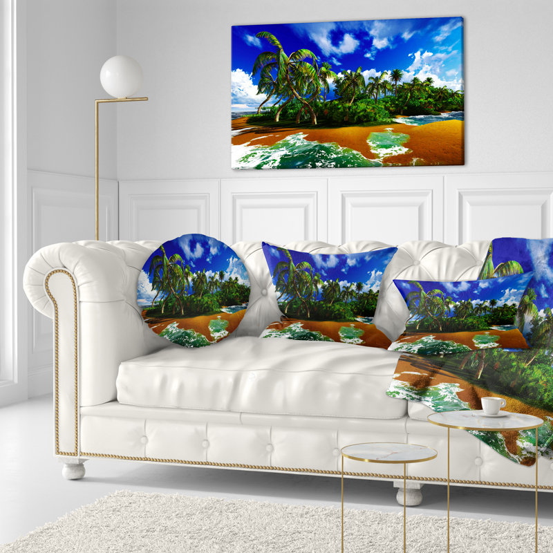 Seascape Paradise Beach in Hawaii Island Lumbar Pillow